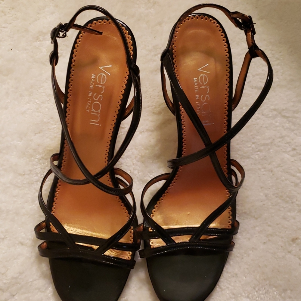 Versani patent leather high heel sandals
